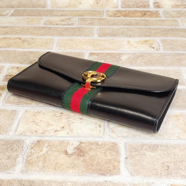 オールドグッチ GUCCI ヴィンテージ シェリーライン レザー 長財布
