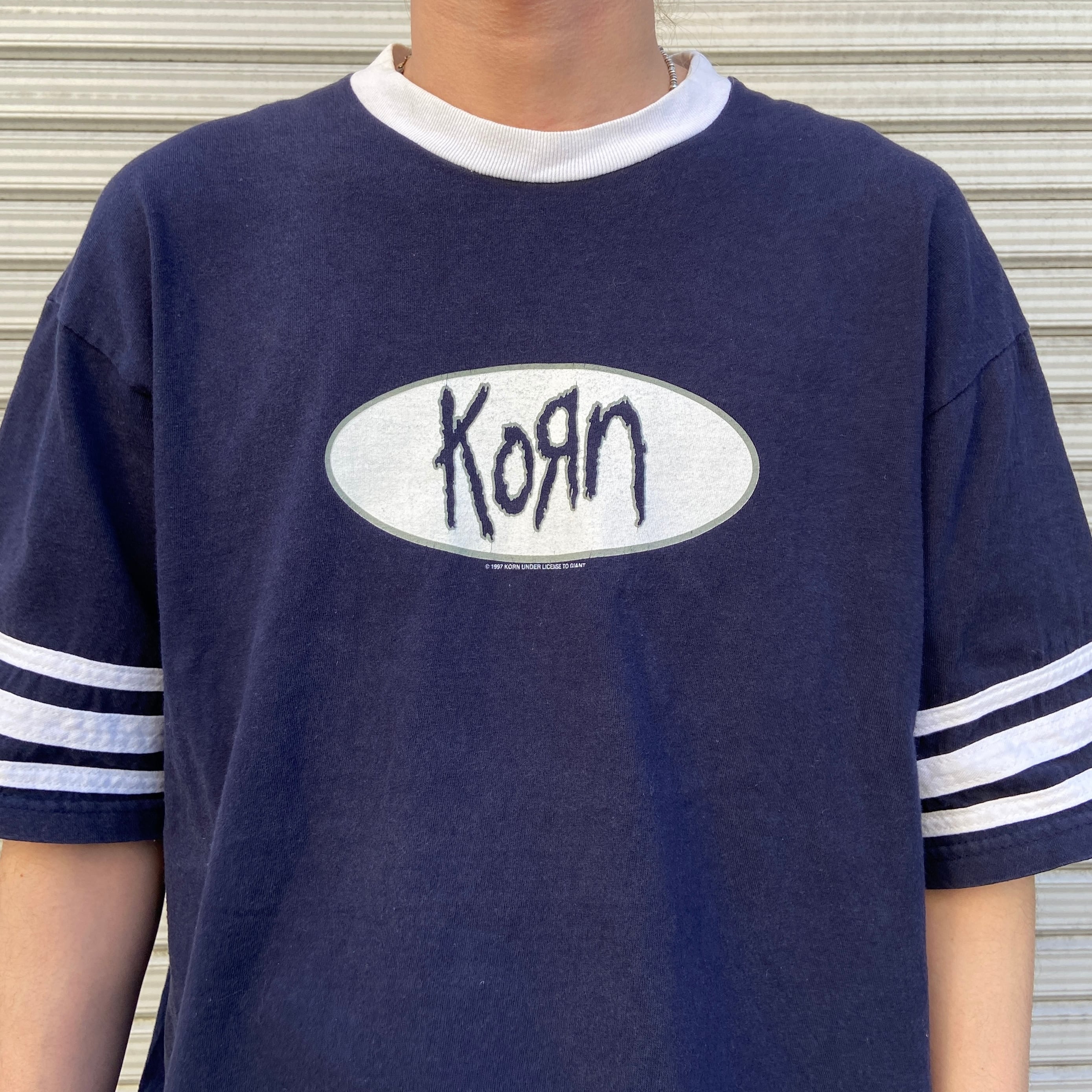 90s USA製 KORN コーン バンドTシャツ 紺 L giant バンT | 古着屋 Uan
