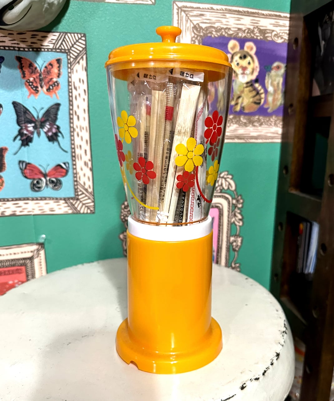 レトロポップ 箸立て カトラリー入れ 赤 トーワ TOWA 花柄 昭和レトロ