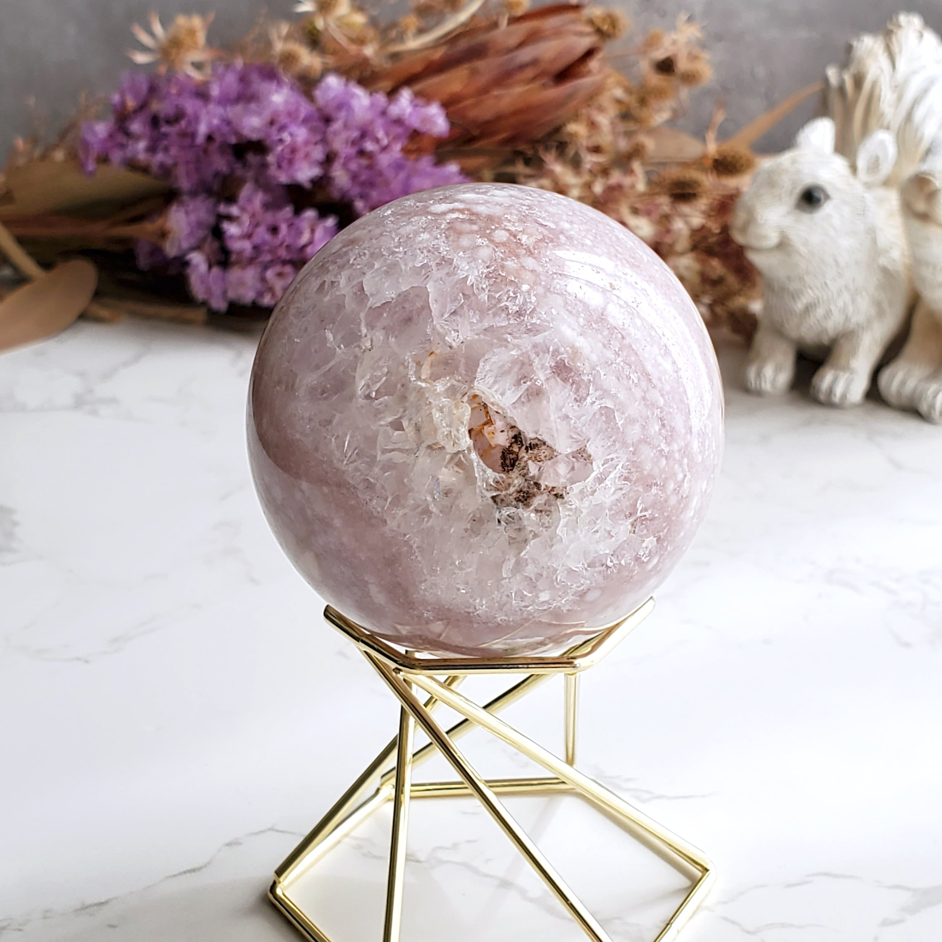 ピンクアメジスト フラワーアゲート スフィア | ホシノカケラ STONE