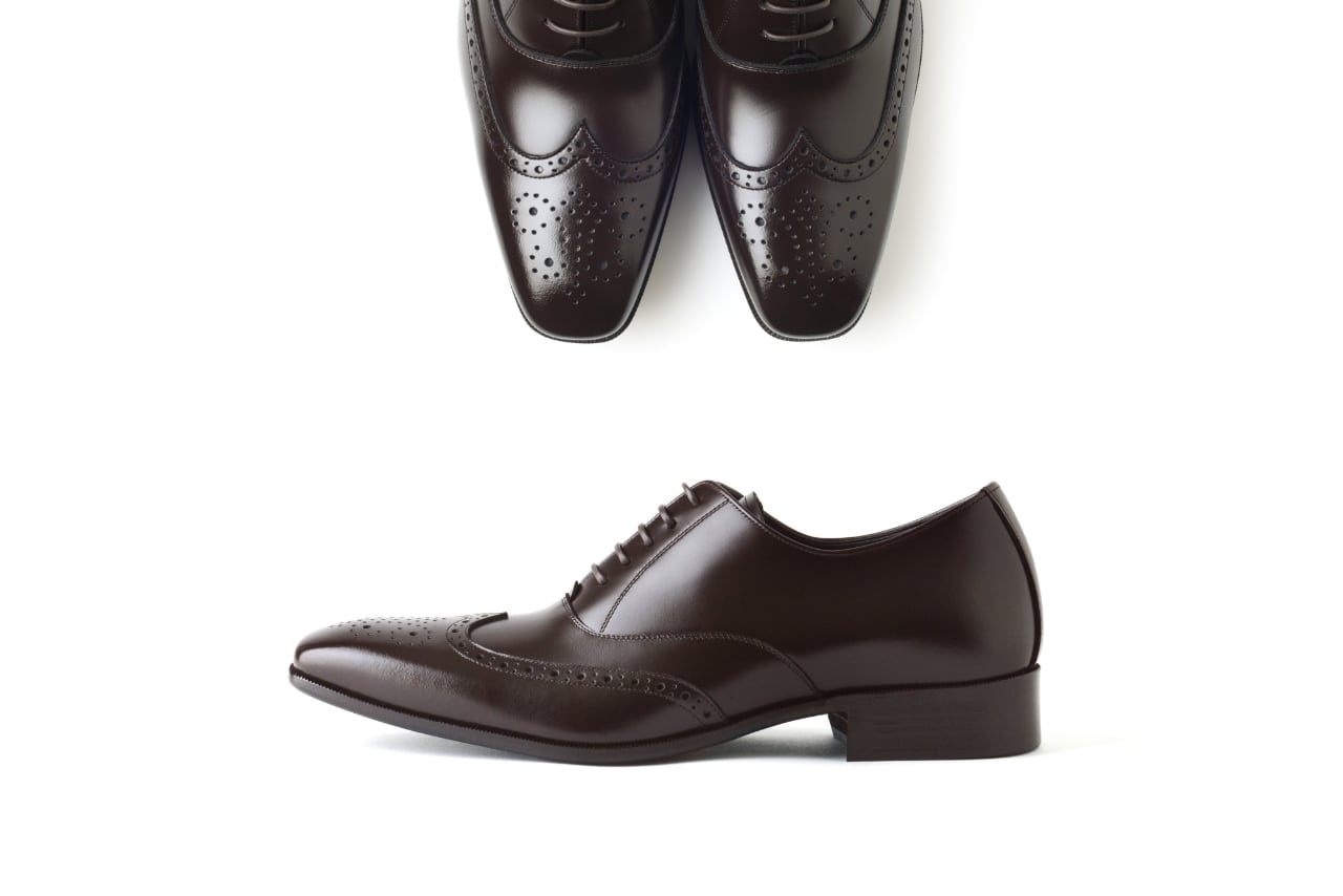 6cmUP シークレットシューズ〉ウイングチップ／茶 | 6cmアップのメンズ