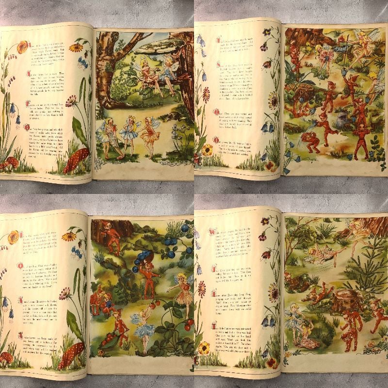 希少なとても大きな妖精本｡ 妖精の国の一日 1940年代 スウェーデン出版