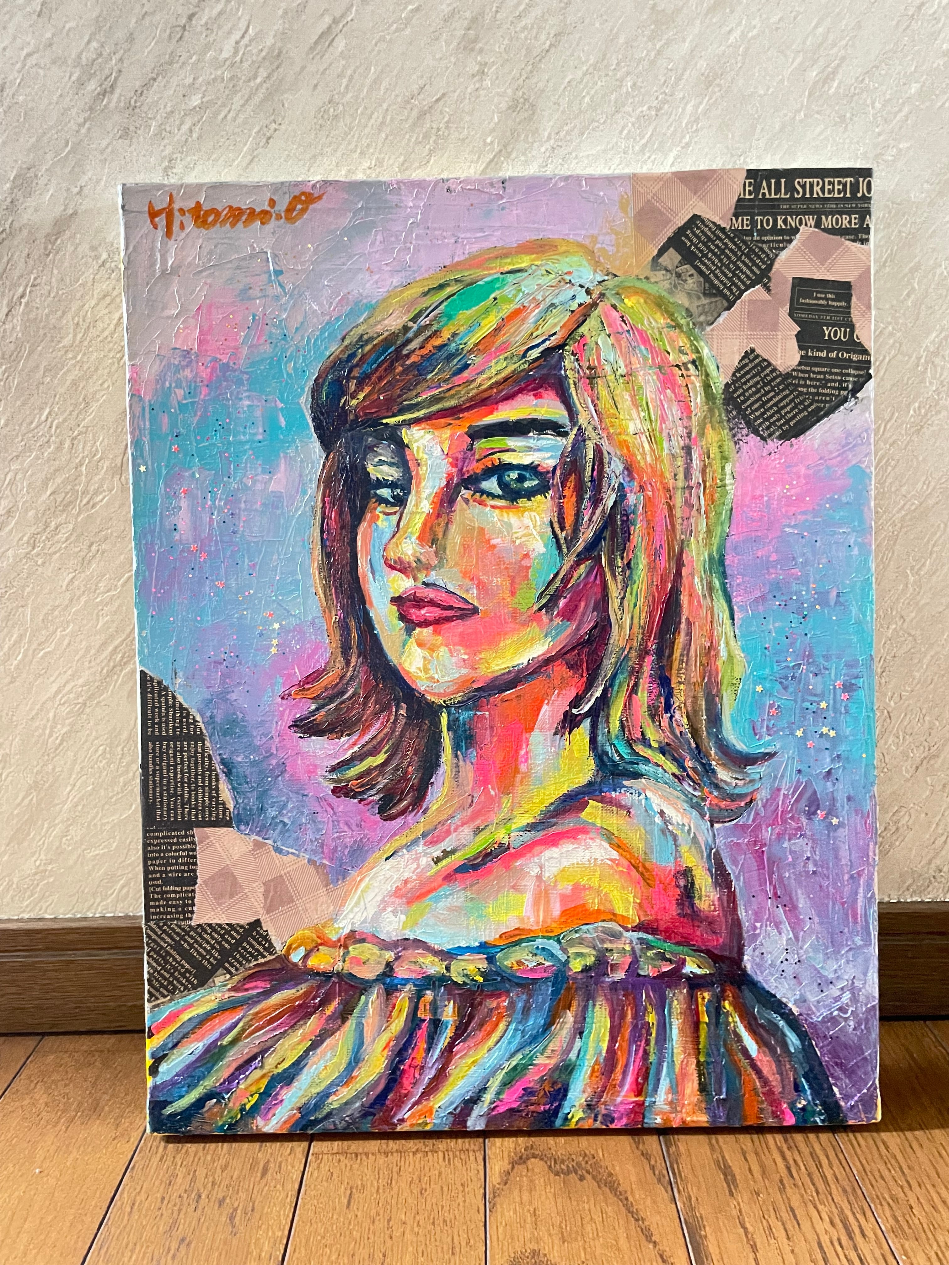 A-118/24】人物画 女性 原画 絵画 現代アート キャンバス 真作