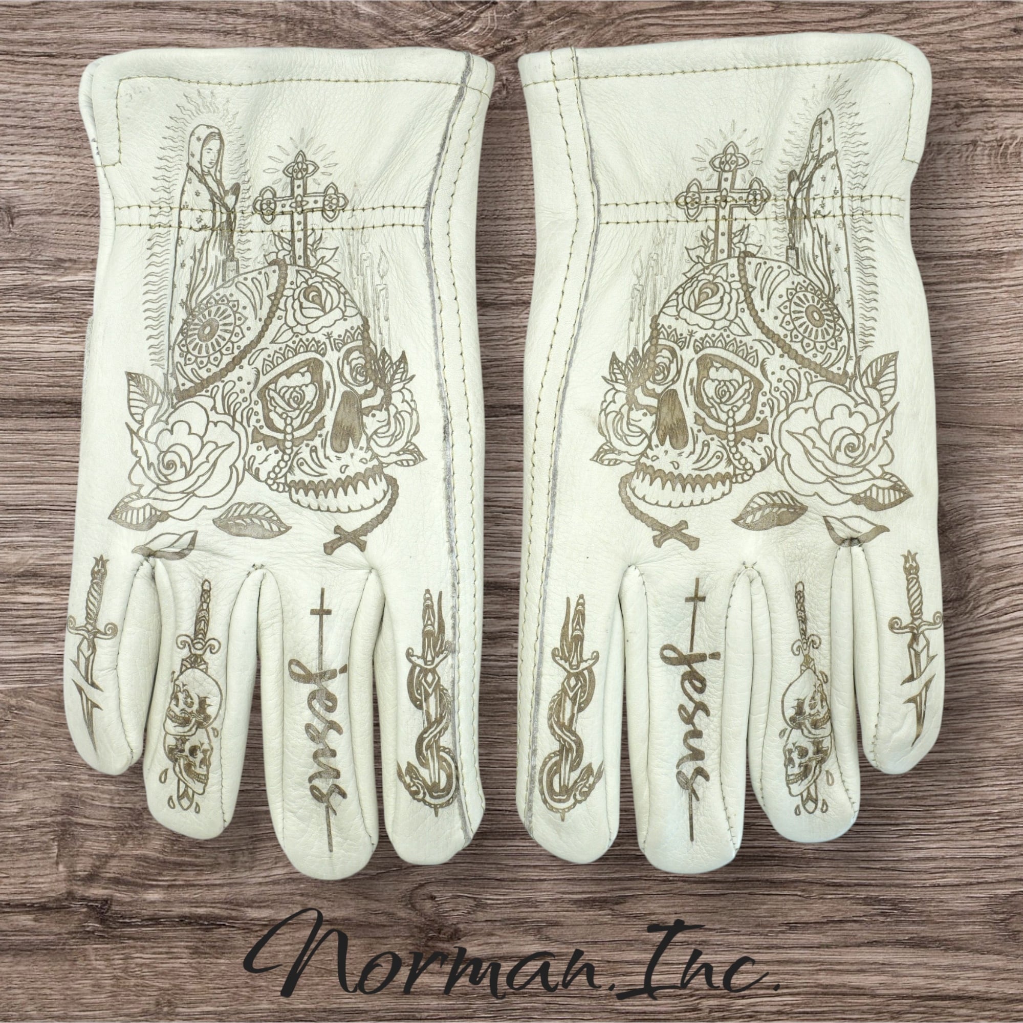 牛革 レザーグローブ ホワイト 白 アメリカン バイク ハーレー