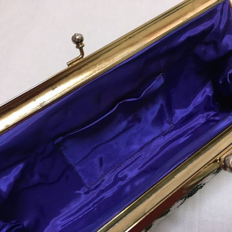 ヴィンテージ ビーズクラッチバッグ グリーン・ホワイト 昭和レトロ