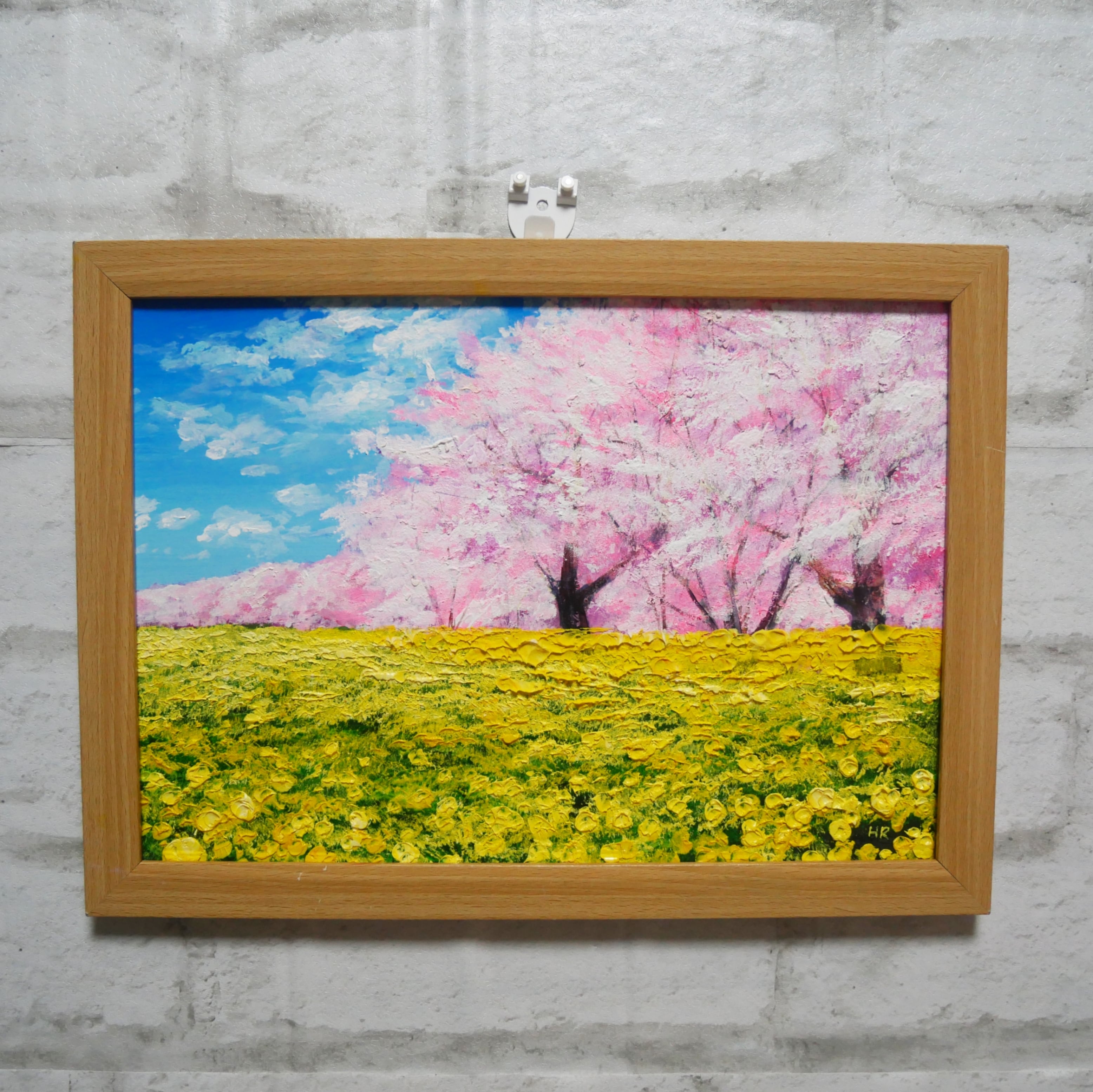 油絵 油彩 油彩画 絵 絵画 【桜と菜の花畑】 | HIROSHI1990