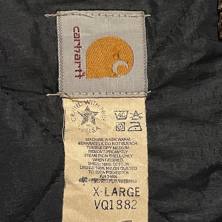 リアルフェード 90s カーハート ダックベスト 腰ゴム USA製 CHT茶系