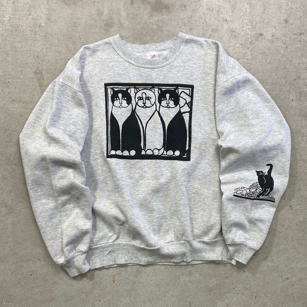 90年代 USA製 ネコ アニマルプリント スウェットシャツ メンズL