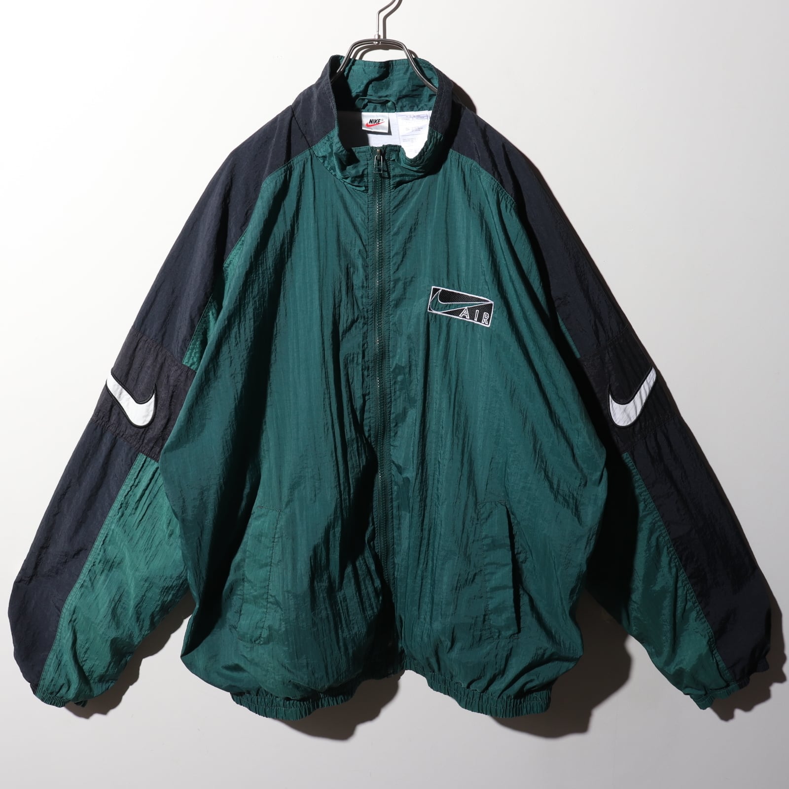 美品 XL NIKE 90s ビッグスウォッシュ刺繍 ナイロンジャケット ナイキ