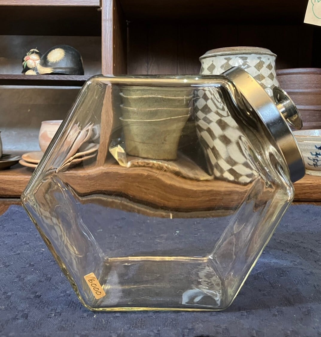 六角形のガラス瓶・猫瓶｜お菓子入れ・駄菓子入れ 昭和レトロ