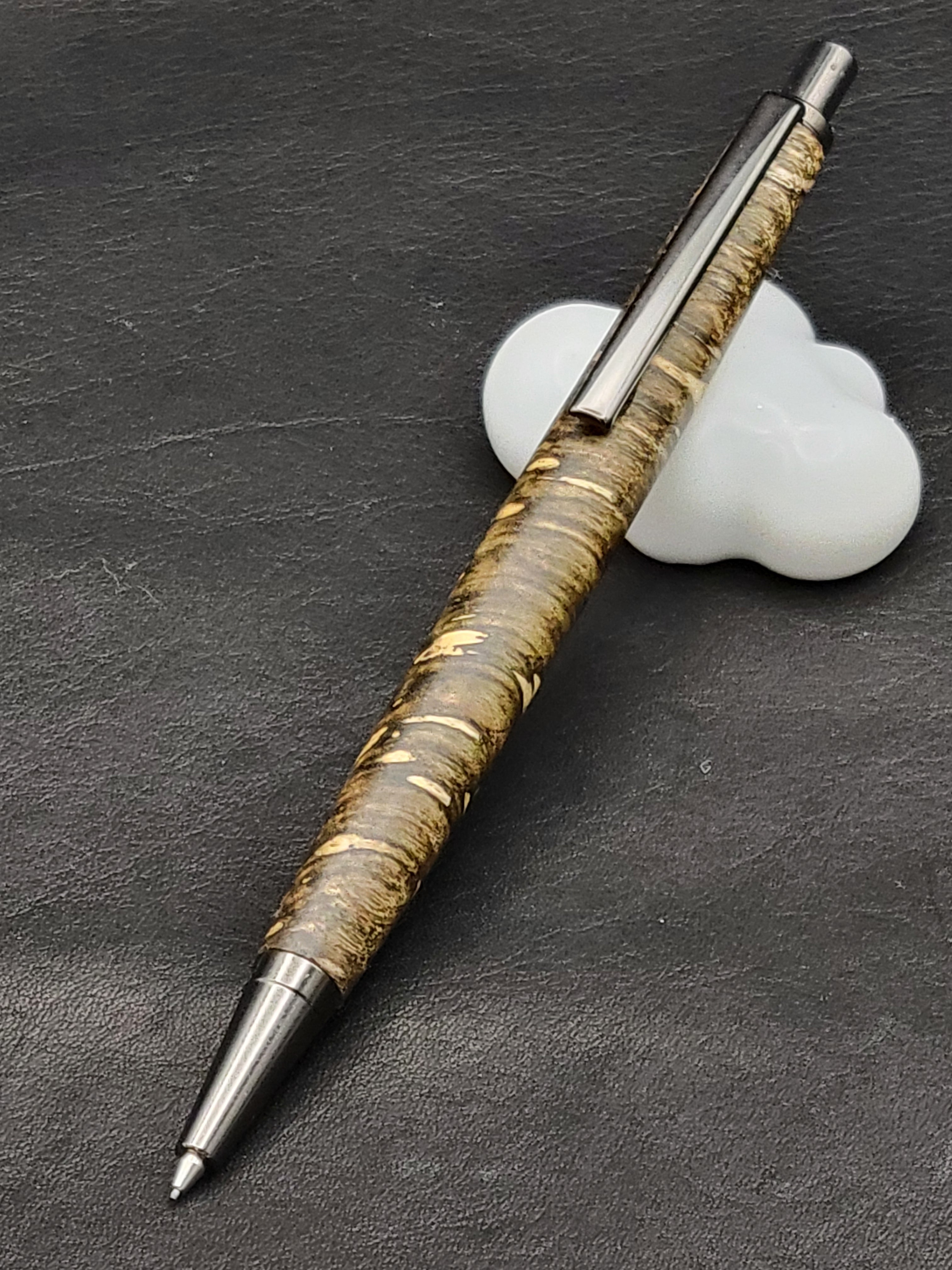 美しい紅白本花梨瘤】三神ボール1000金具 木軸 手作り 木のボールペン