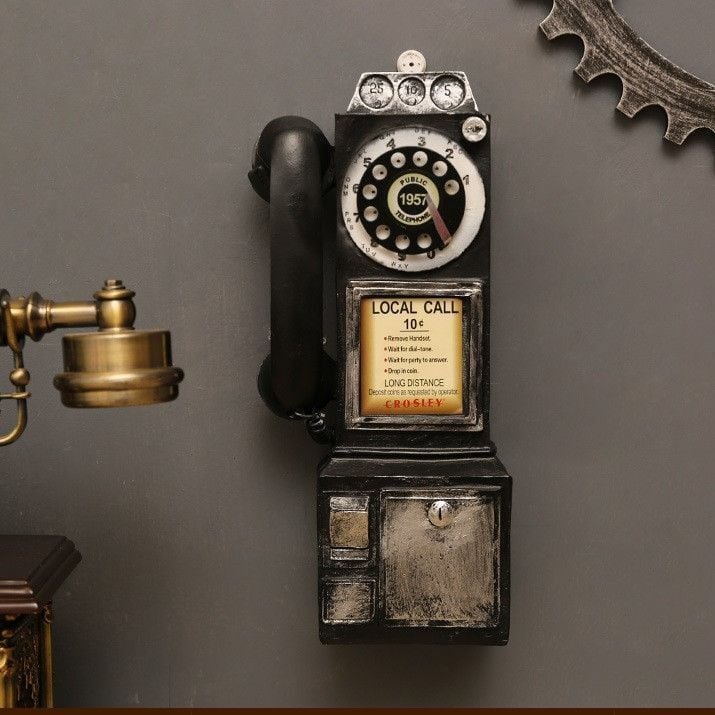 古い手動式電話機 ヴィンテージ ディスプレイ用 古い手動式電話機
