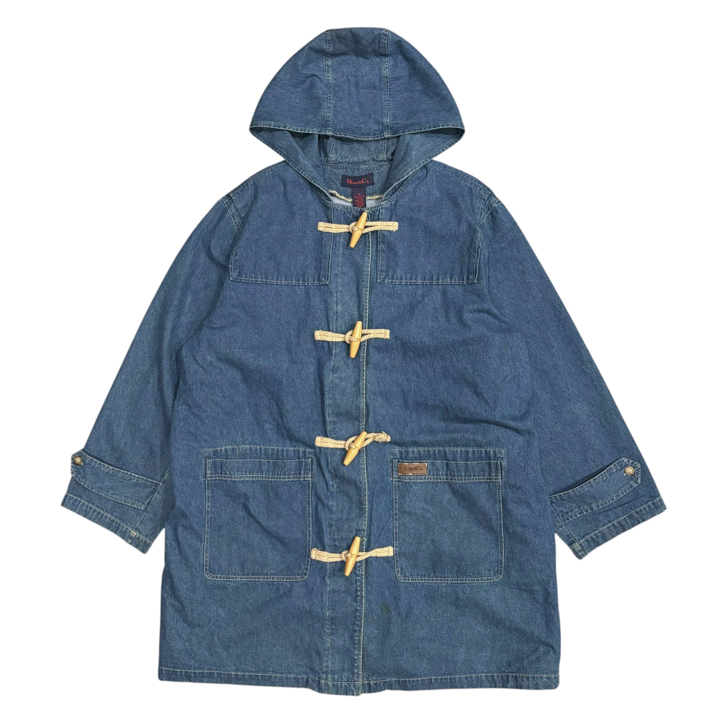 90's Denim & Co. Denim Duffle Coat 2X / デニムアンドコー ダッフル