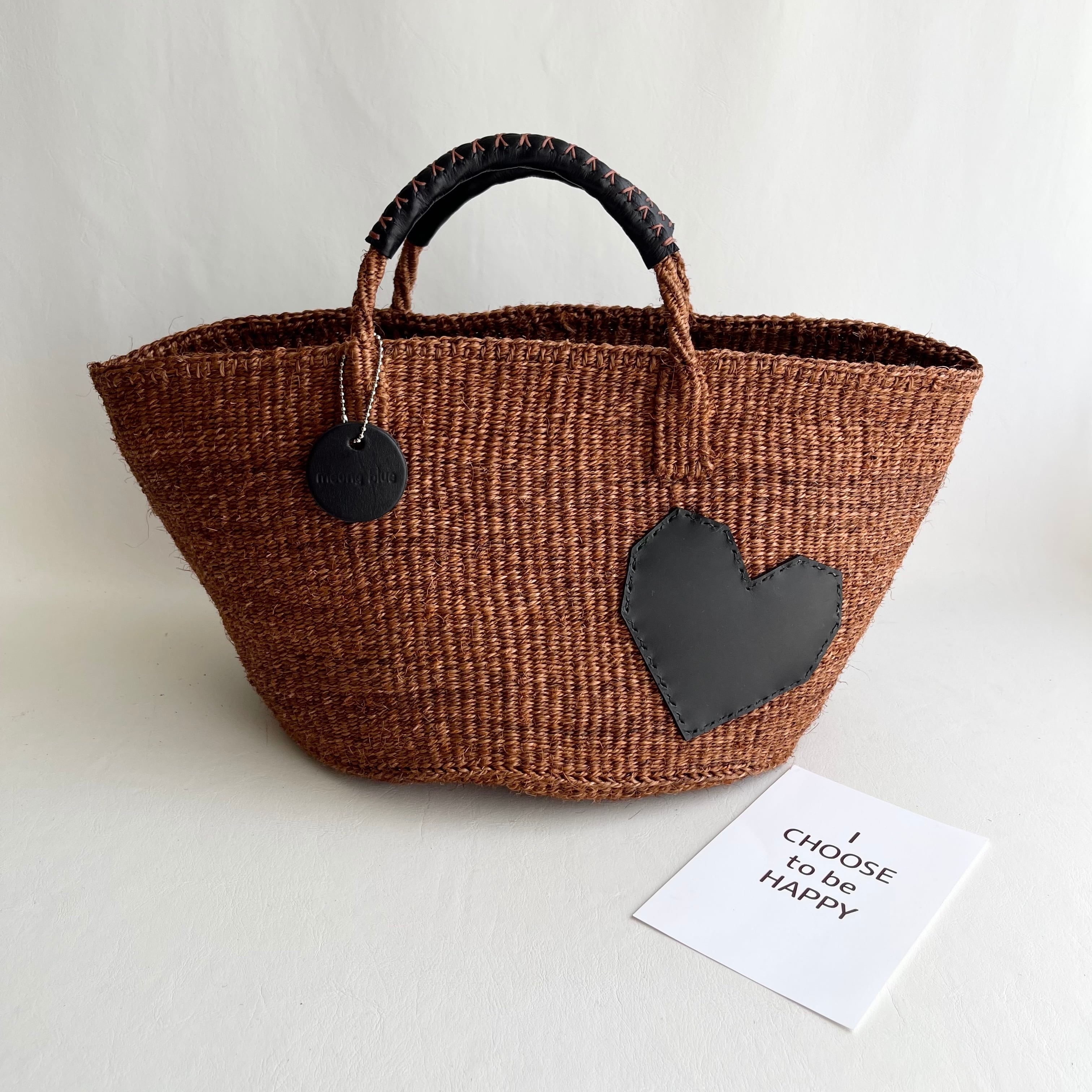 Kago-Bag / ML / BROWNxBLACK / HEART / かごバッグ | meong blue