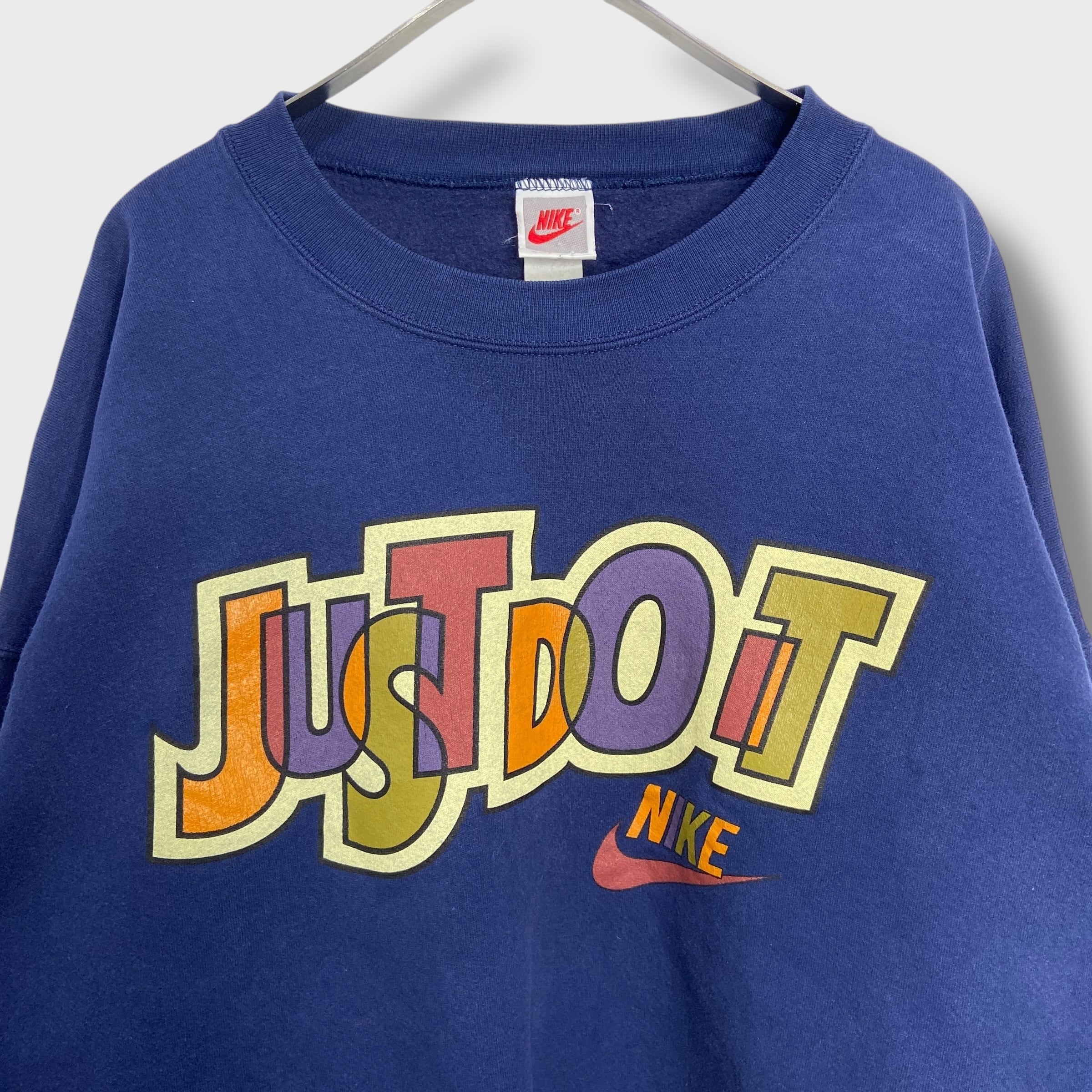 90s USA製 NIKE 銀タグ ロゴスウェット ネイビー L ナイキ | 古着屋 Uan