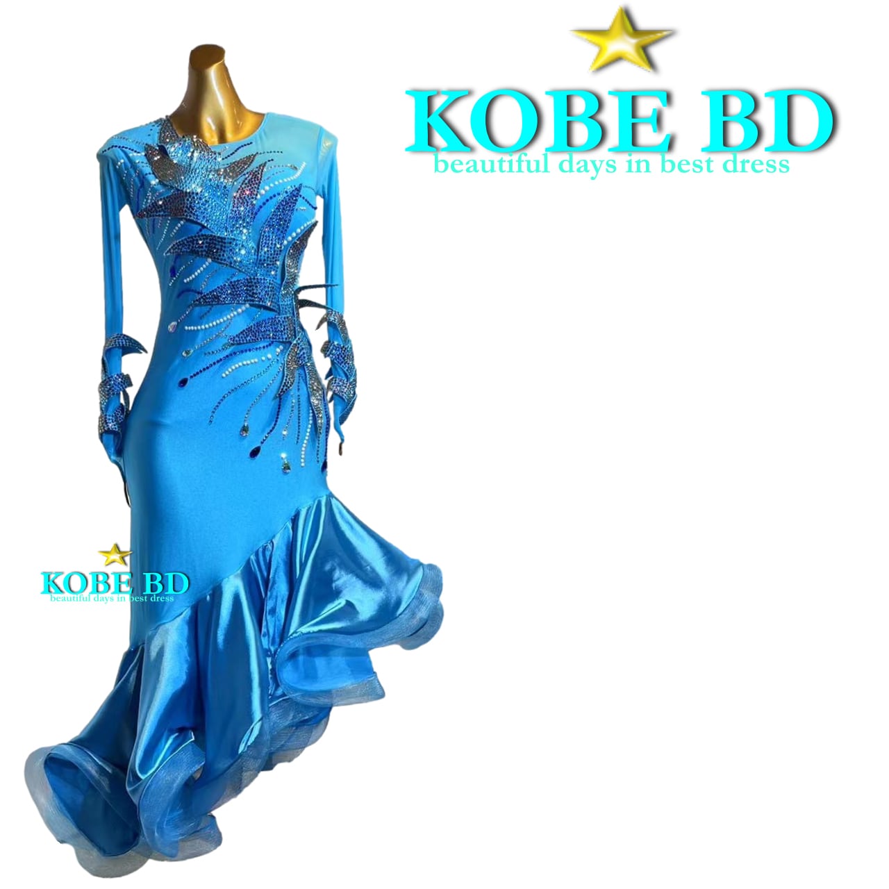 社交ダンスラテンドレス⭐️イージーオーダードレス（青系/blue