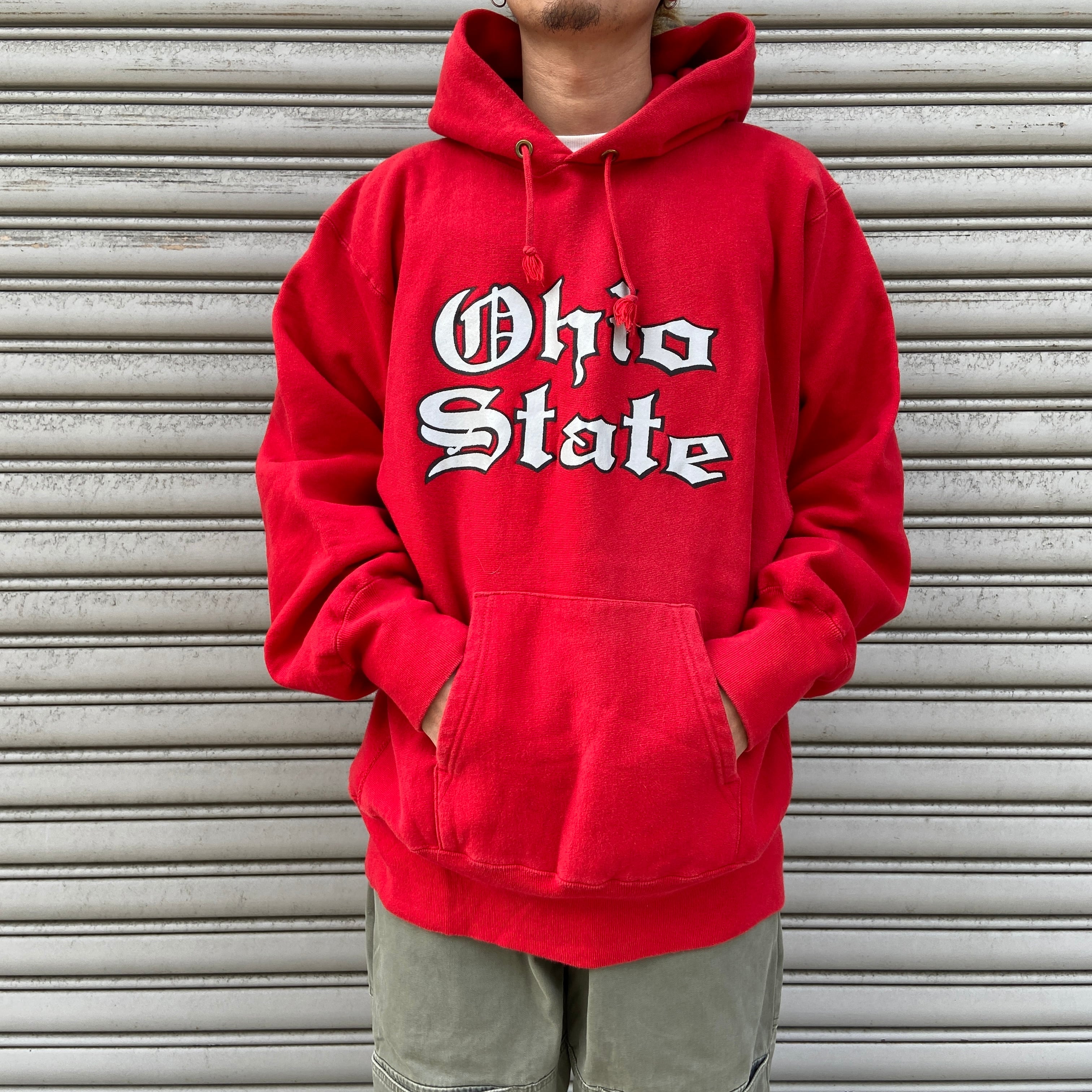 レア 80s Champion リバースウィーブパーカー オハイオ 赤 XL | 古着屋 Uan