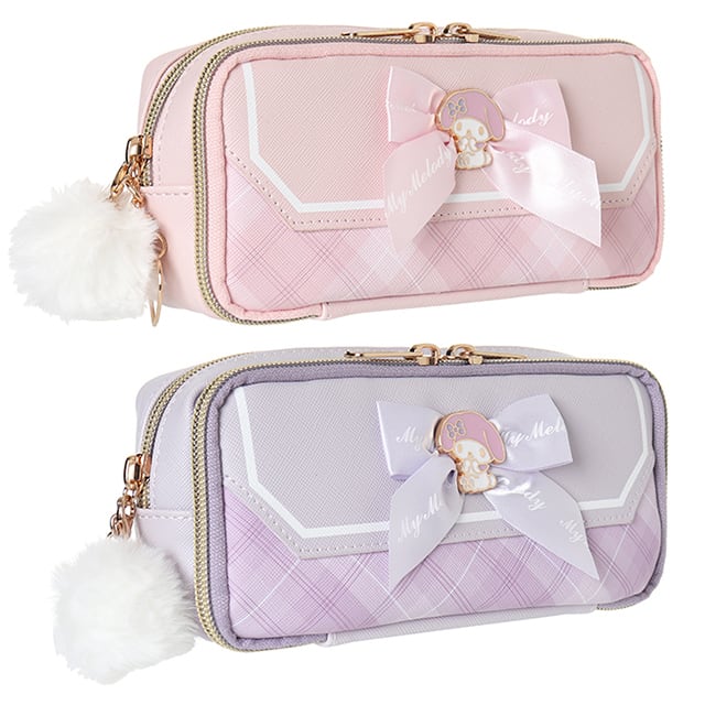 Z24184】マイメロディ合皮チェックプレートリボン多機能ポーチ | AXCIS