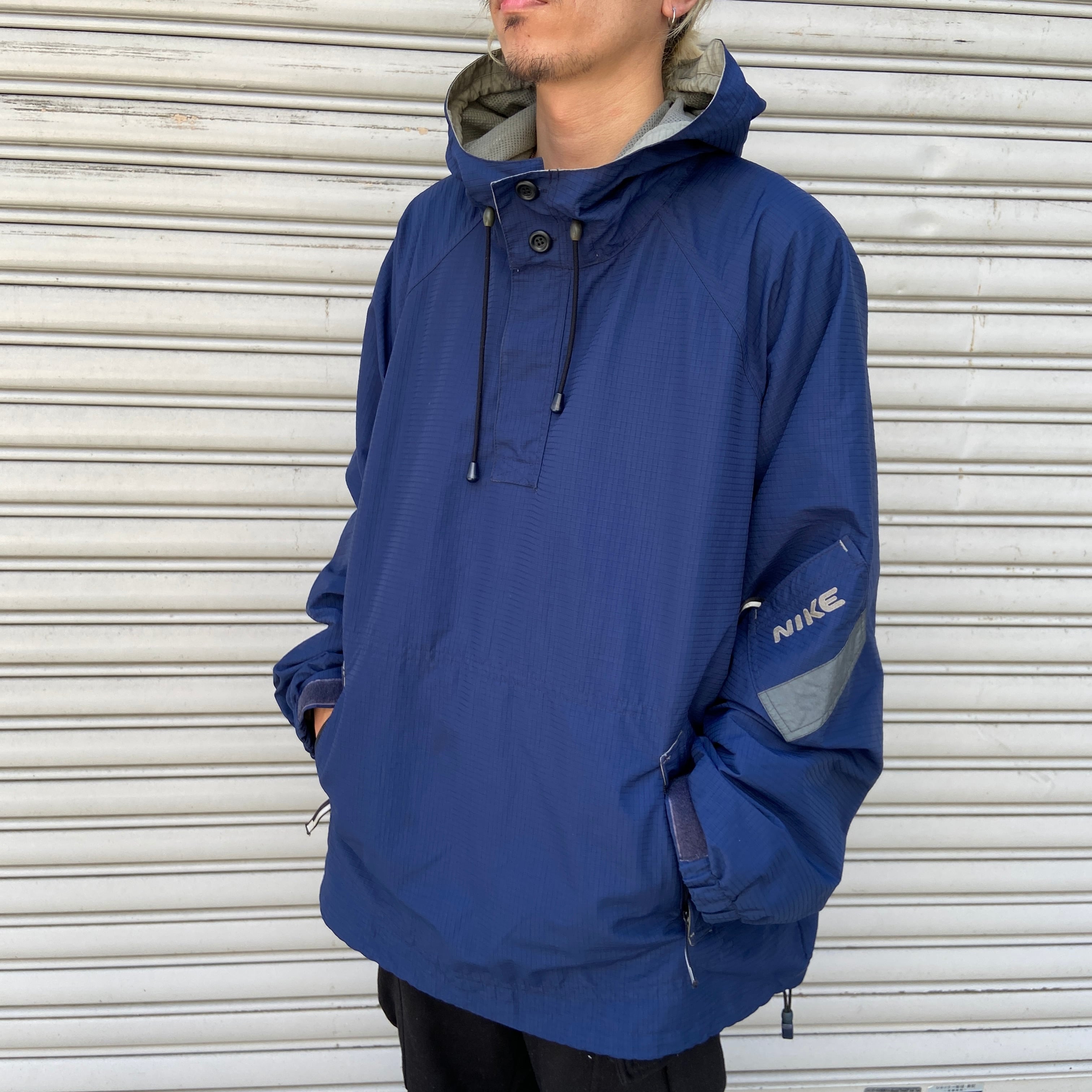 00s NIKE ナイキ アノラックパーカー テック系 ナイロン 紺 XXL | 古着