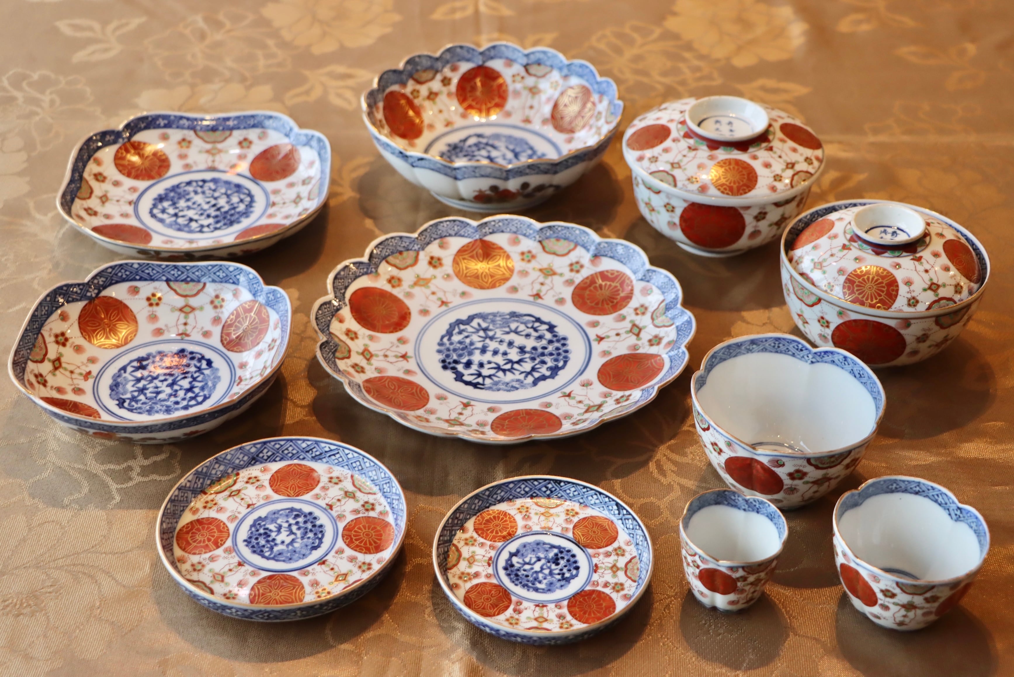 伊万里焼 赤玉瓔珞紋 鉢 絵付け】骨董 アンティーク インテリア 伊万里