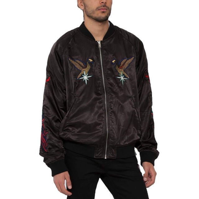 DIESEL スカジャン M リバーシブル 刺繍 サテン ベロア ブラック