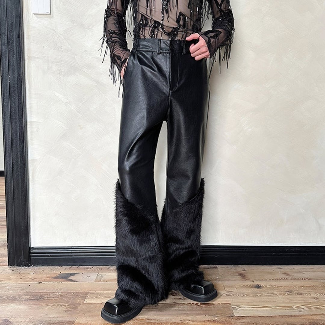 ファースプライシング フェイクレザーフレアパンツ D11321 | 韓国