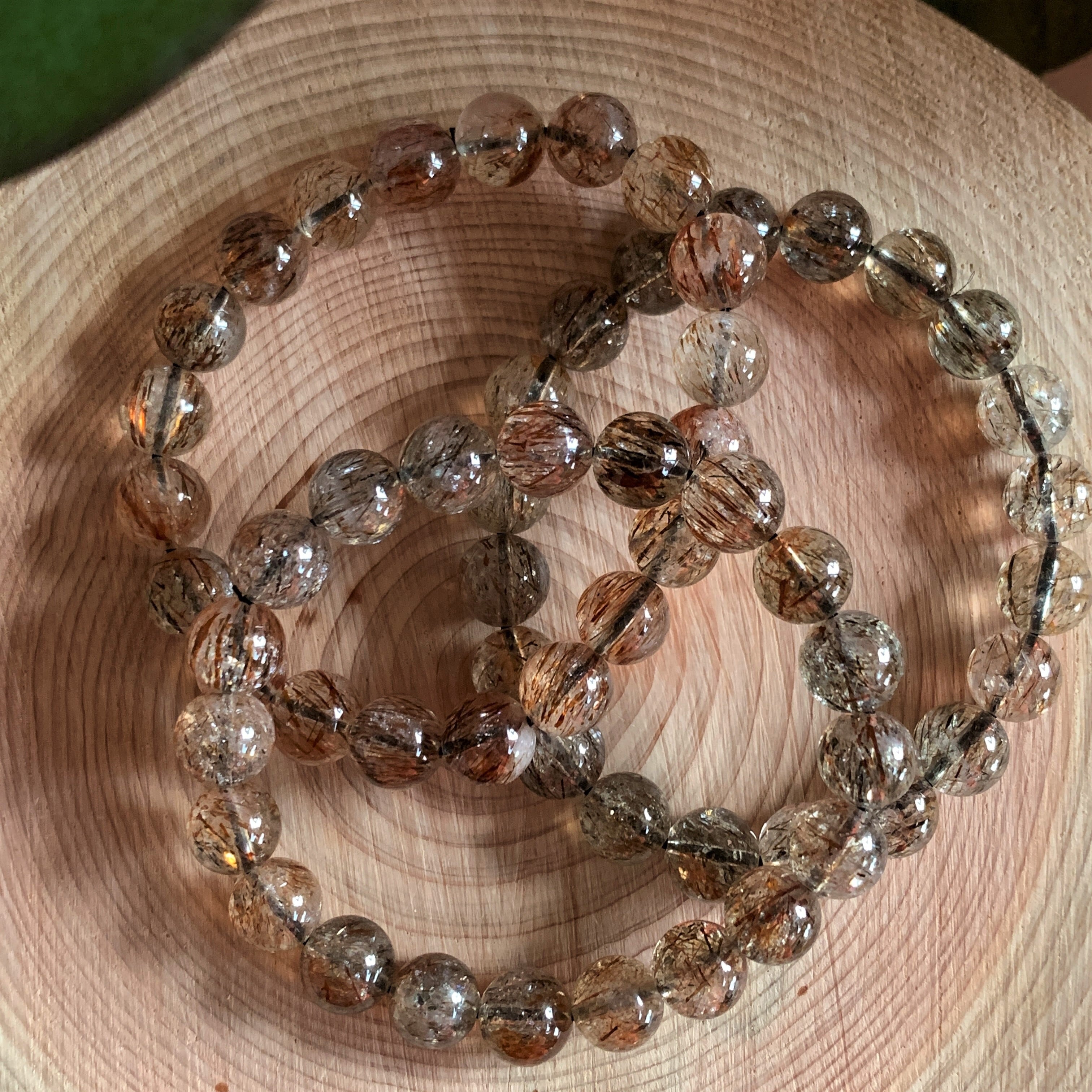 ブラウンスーパーセブン AAA 約9mm高品質【ブレスレット】天然石 【1