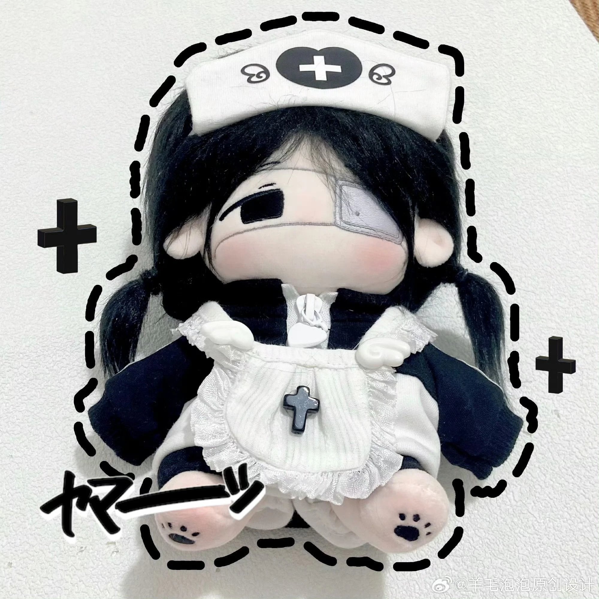 ✿10/20/30cm✿ 十字メイド在庫販売 4点セット 地雷系無属性 ぬい服