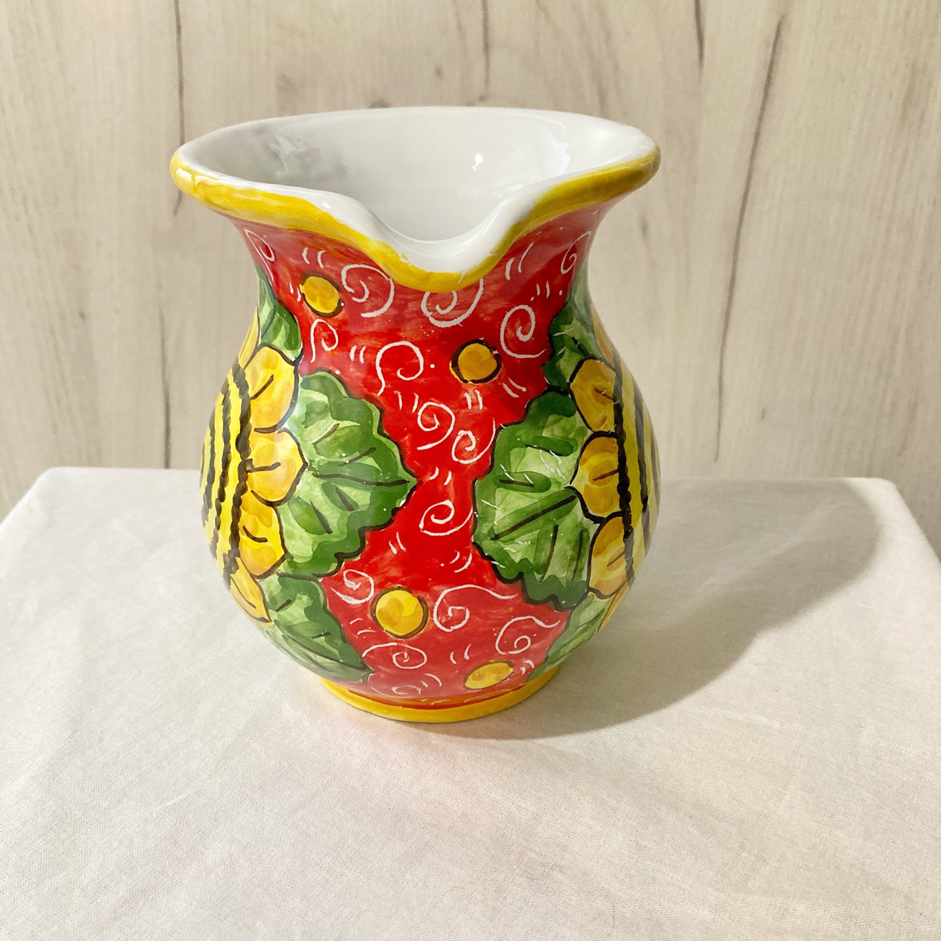 マヨリカ焼き 水差し ジャグ 14cm 600mL BRC004 イタリア陶器 ひまわり