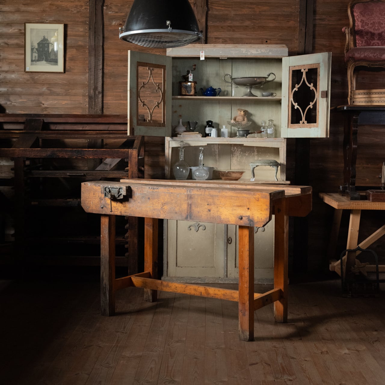 コンソールテーブル ワークデスク 作業台 古道具 ガレージ