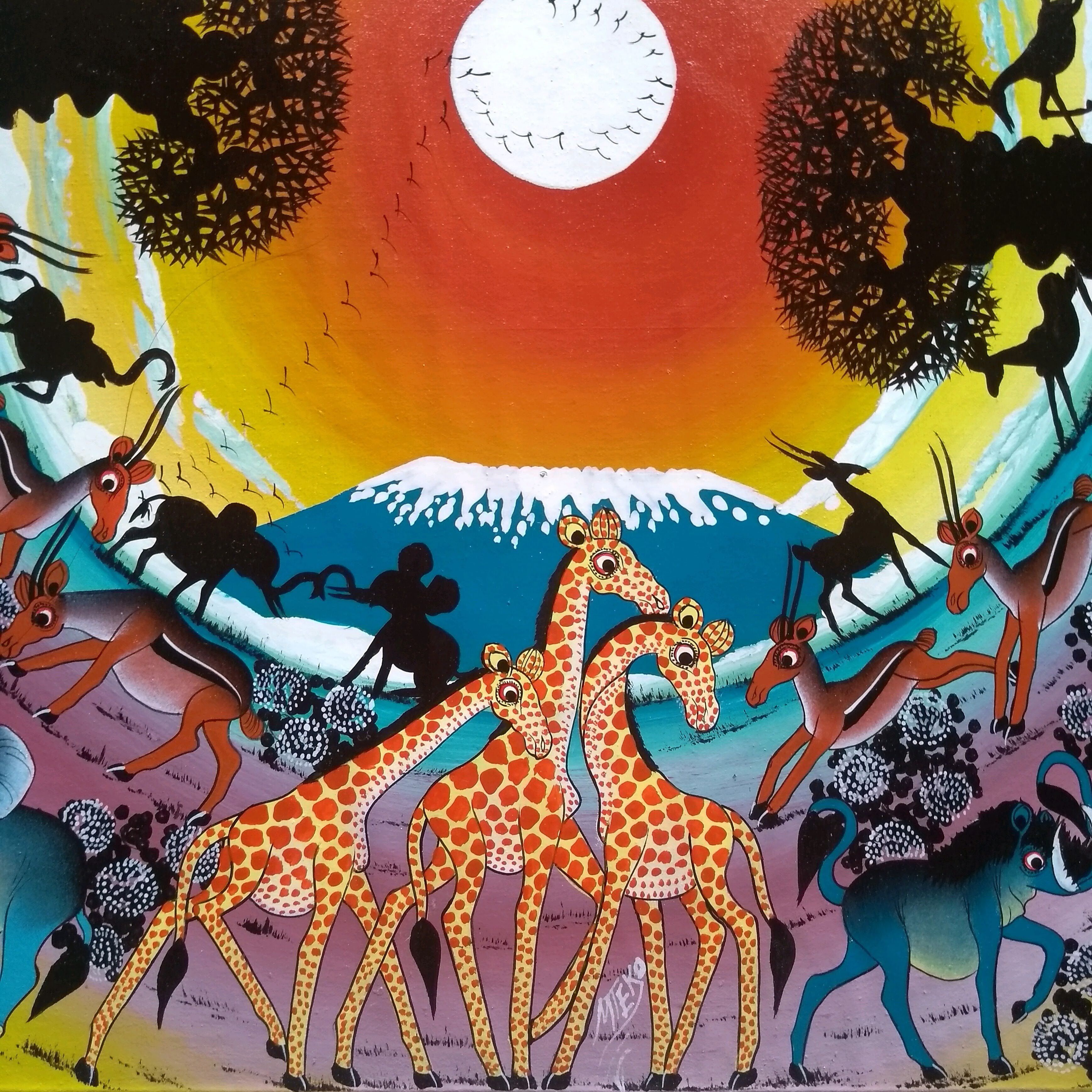 Animal circle 1 』Big-Tingatinga by Mteko 60*60cm | Duka La