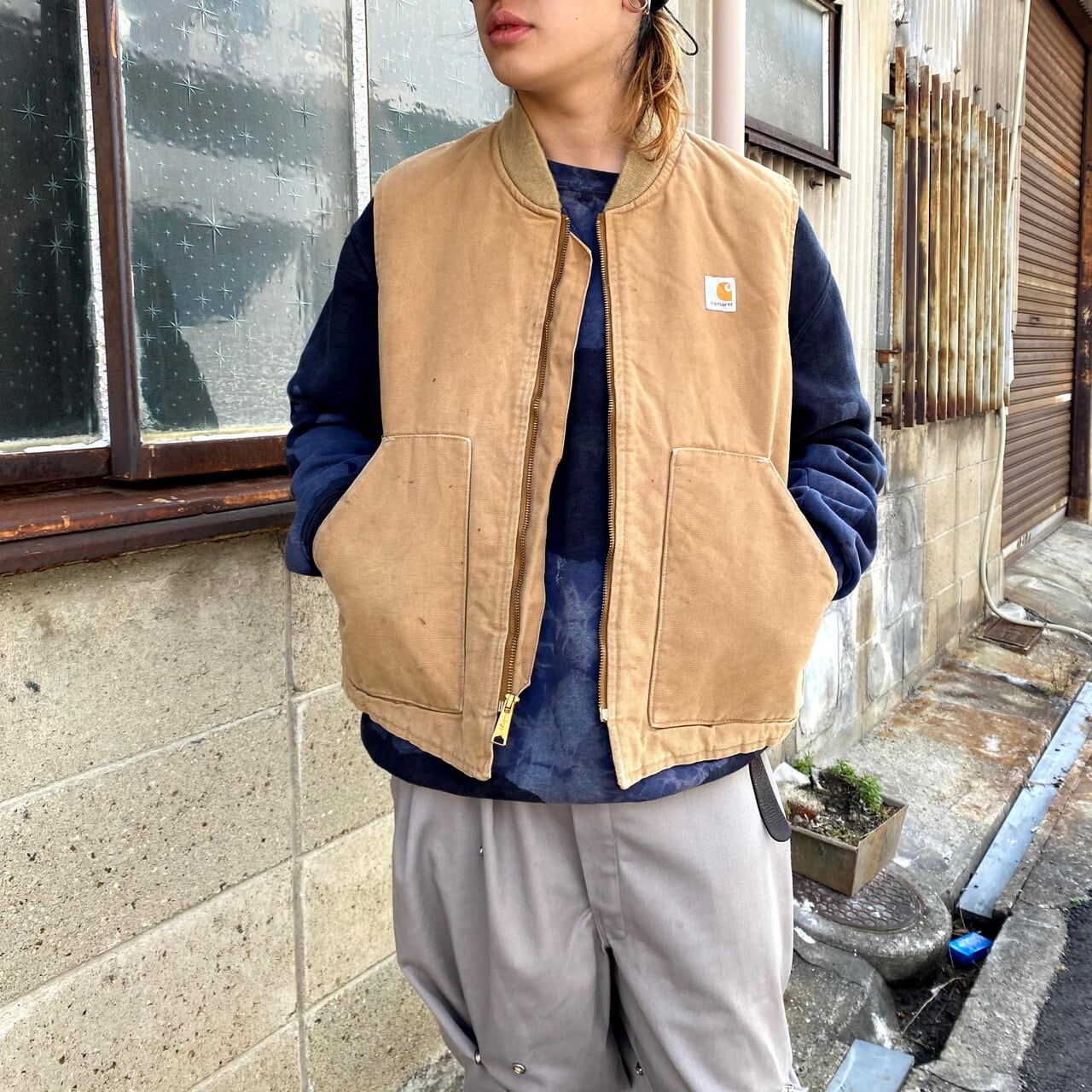 80年代 USA製 Carhartt カーハート ダック地 ワークベスト メンズL