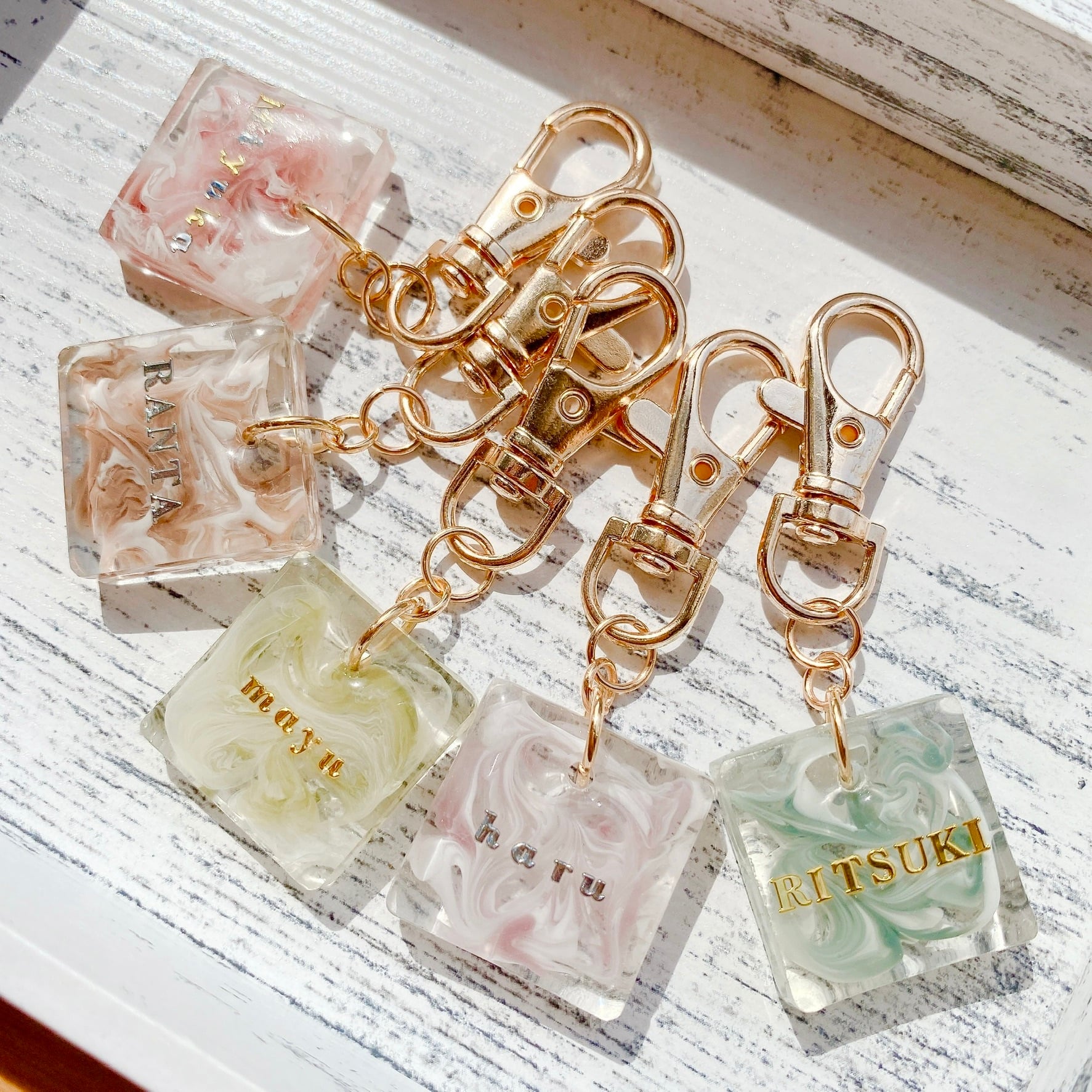 くすみカラー マーブルの名前キーホルダー | Miyuka-みゆか-