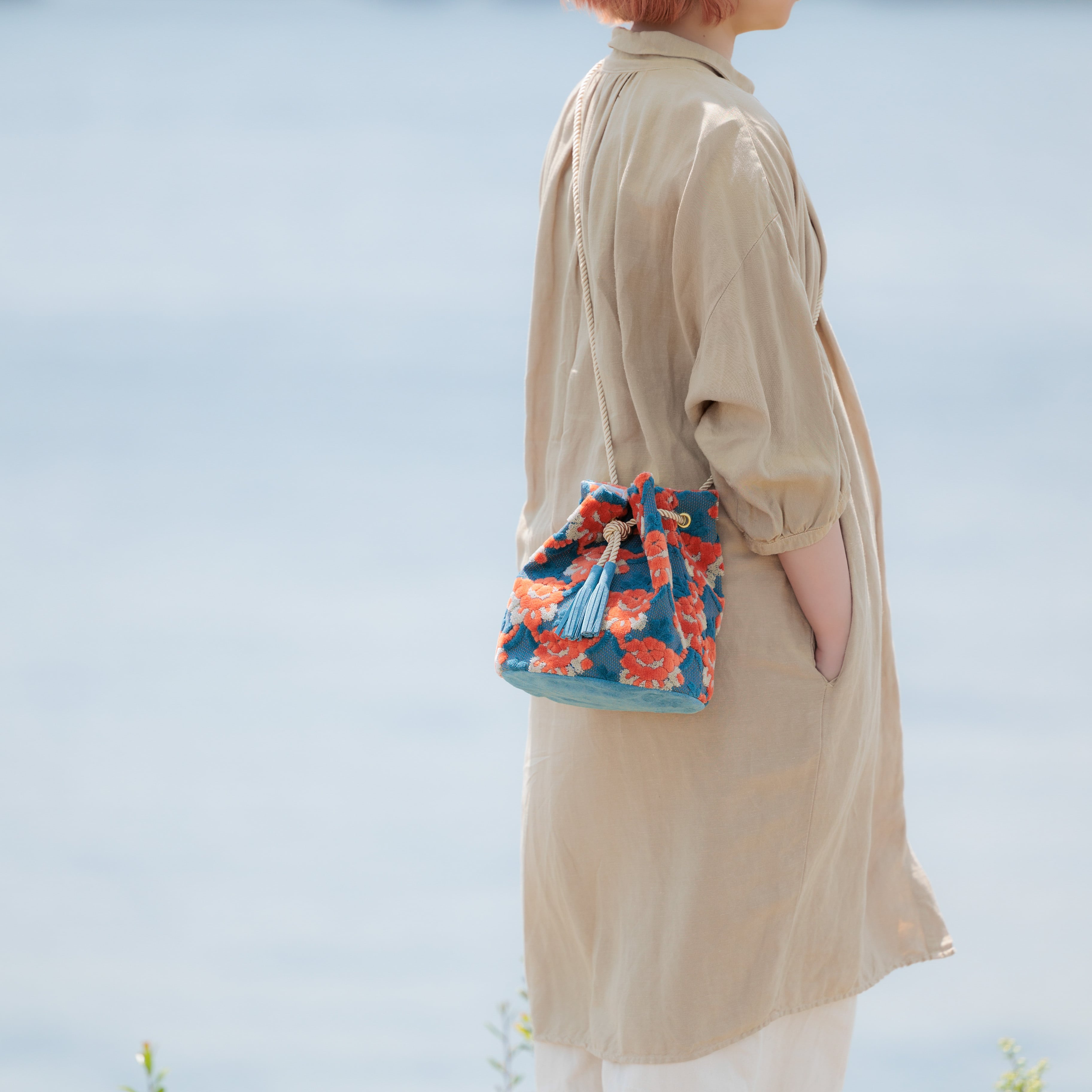 金華山巾着 ＜水色オレンジのマグノリア＞ | PUPU LAUKKU ププラウック