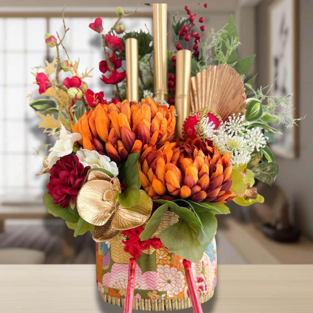 和モダン門松 M｜可憐な花々と竹が奏でる、モカアンドマルシェの迎春