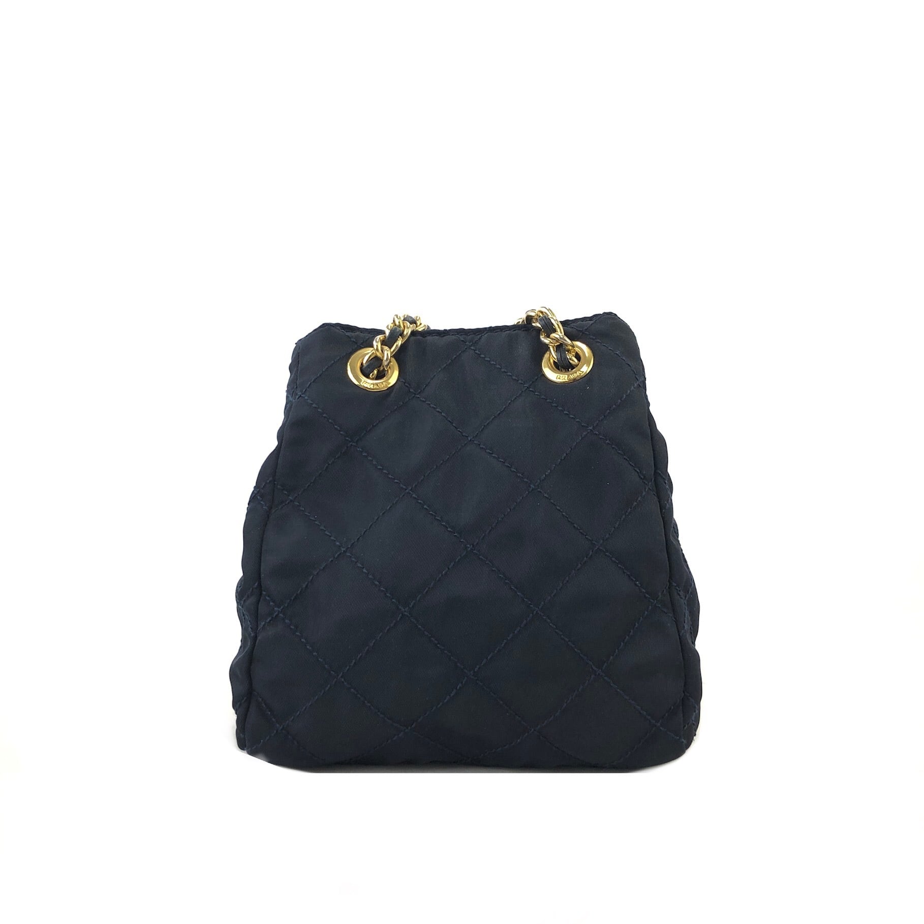 PRADA プラダ キルティング トライアングルプレート ナイロン チェーン