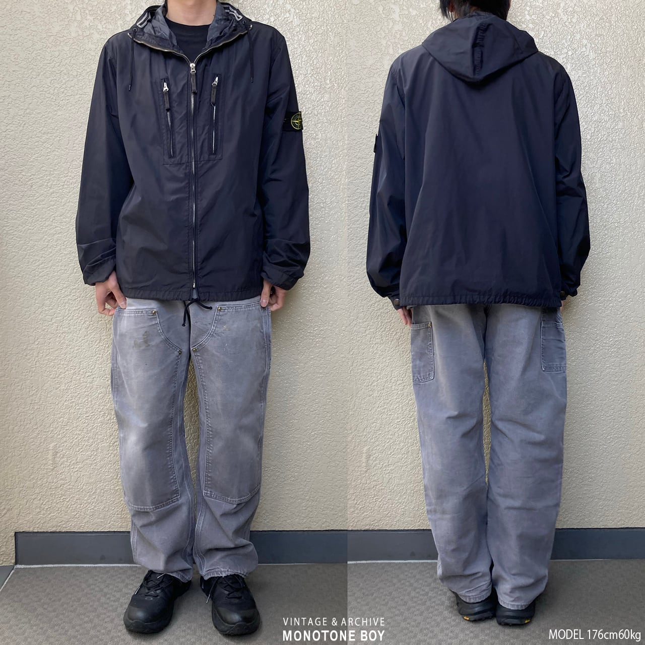 STONE ISLAND 2008SS BLACK COTTON NYLON JACKET XXL made in Italy