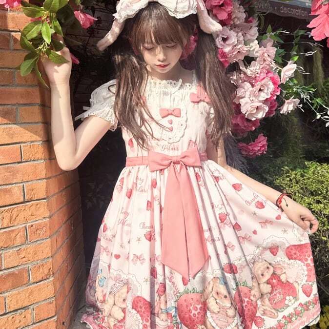 甘ロリ♡うさぎといちごのロリィタセットアップ set106☆ | パステル