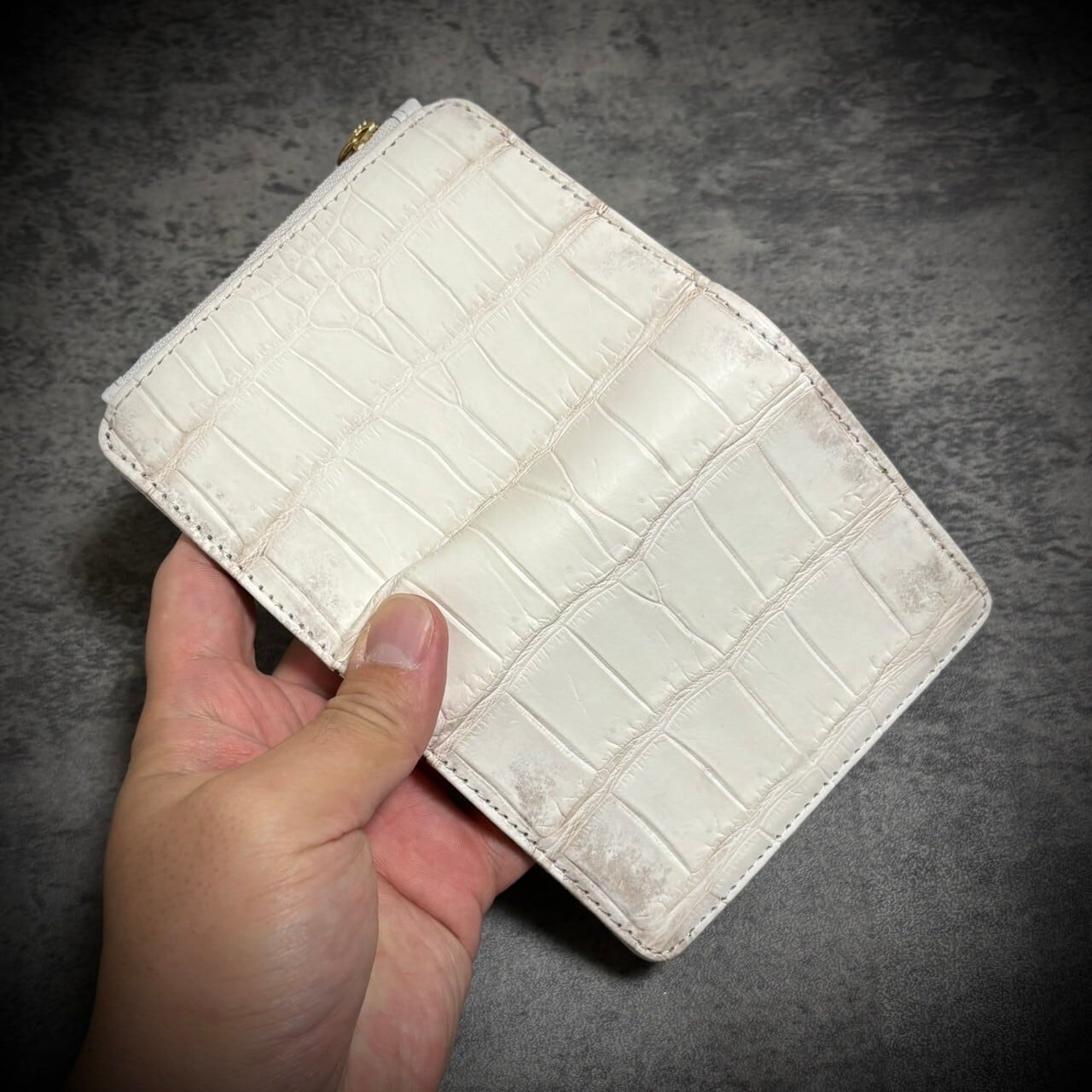 ヒマラヤクロコダイル 二つ折り 財布 ワニ革 本革 コンパクト 証明書付