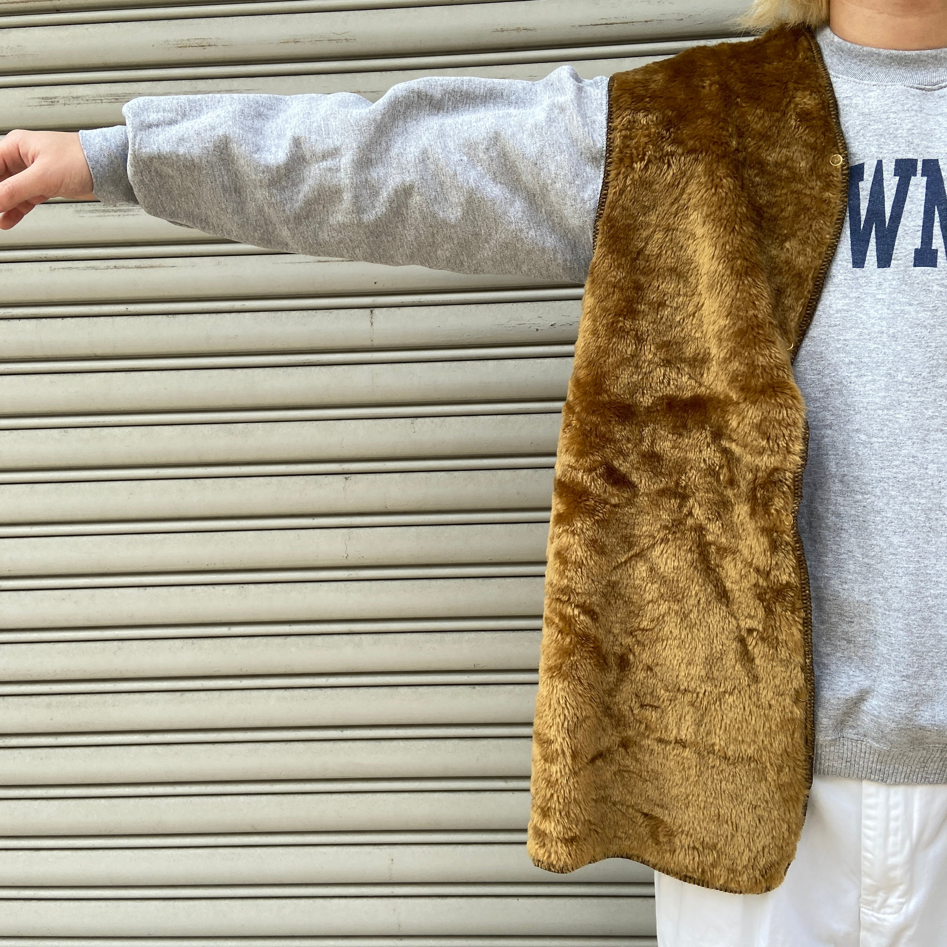 Barbour バブアー ボアライナーベスト リバーシブル ブラウン XL相当