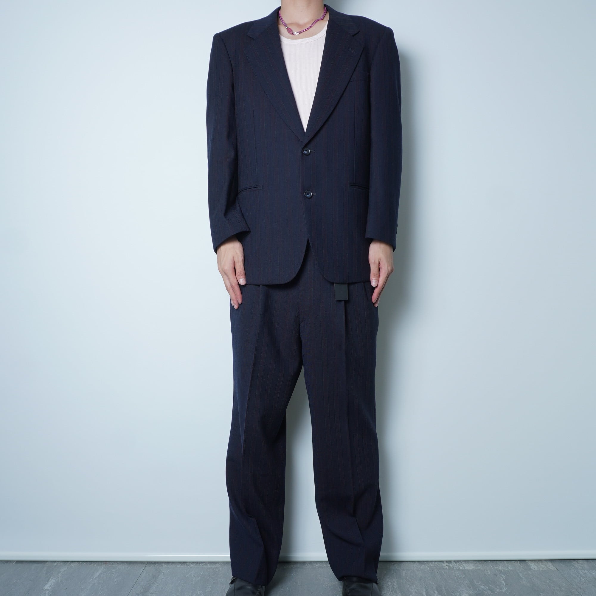 Yves Saint Laurent】イブサンローラン WOOL100%ストライプシングル2B