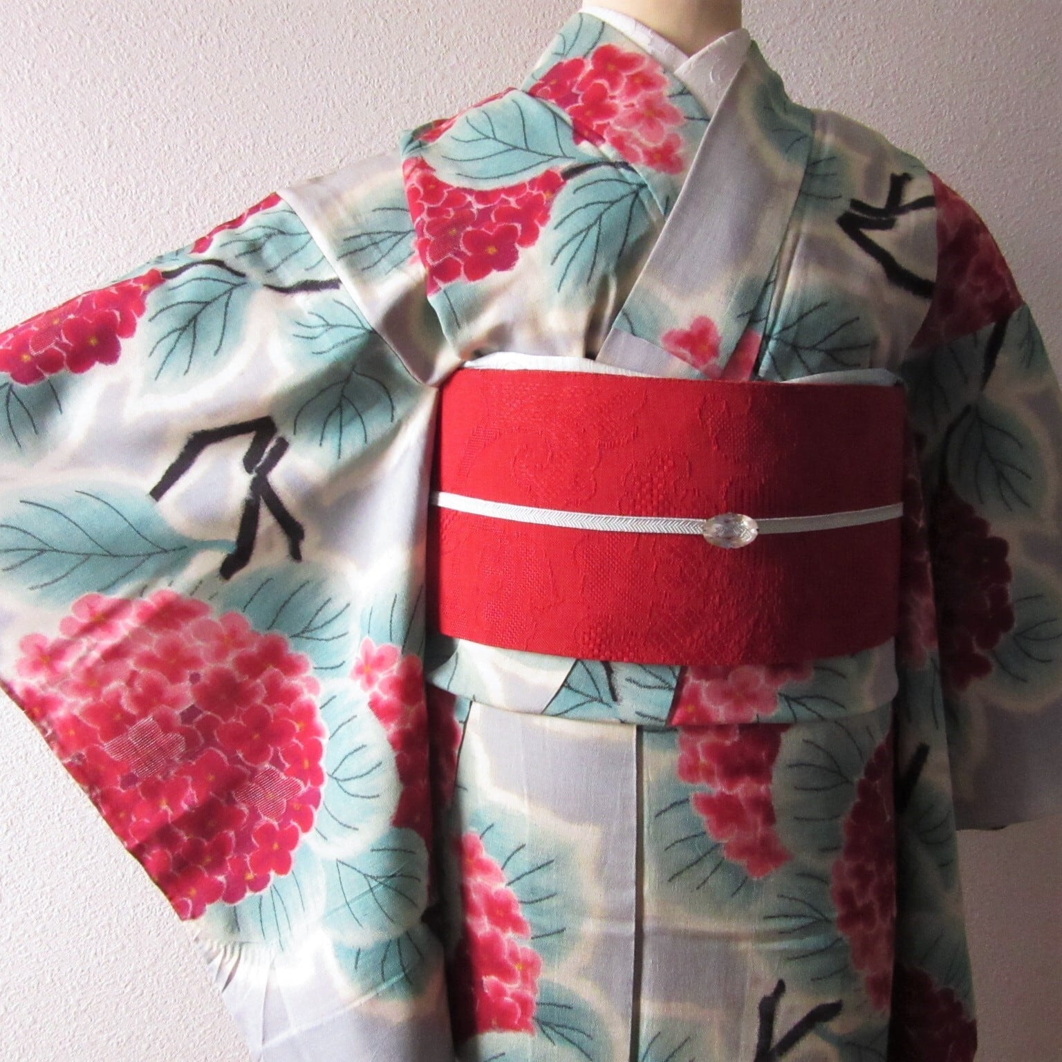 紫陽花 銘仙 アンティーク 着物 単衣 | アンティーク着物と和装小物