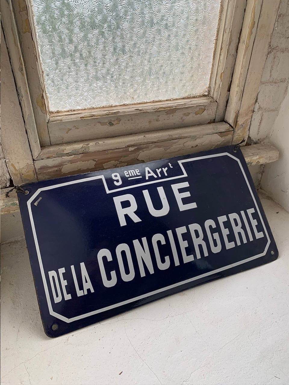 ホーローサインプレート 看板 紺色 ネイビー Rue de la Conciergerie