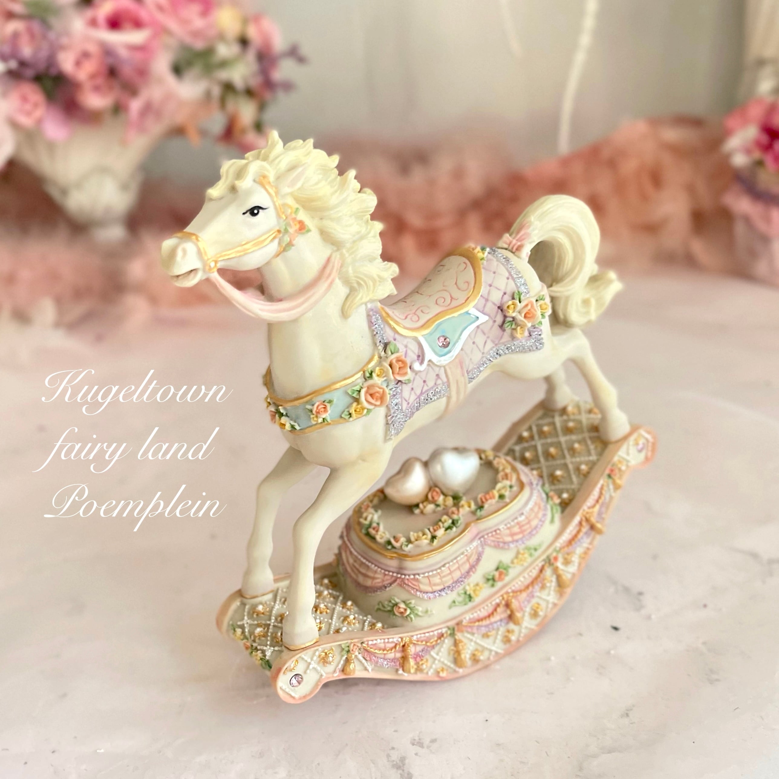 白馬 オルゴール メルヘン雑貨 カルーセル メリーゴーランド オブジェ