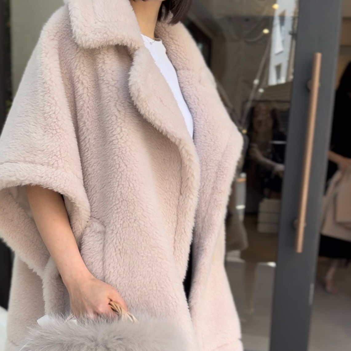 テディベアコート ベアポンチョ ミルクティベージュ Sサイズ