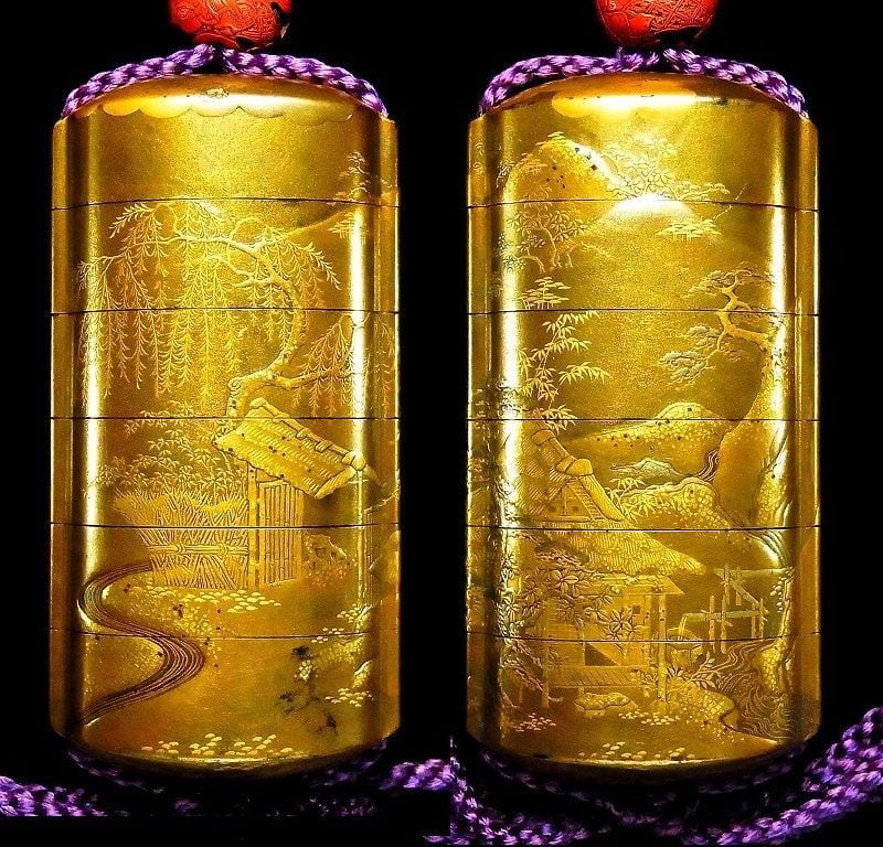 専用 江戸時代 蒔絵印籠、極上根付 60g 東Y8-0106☆2F 専用 江戸時代