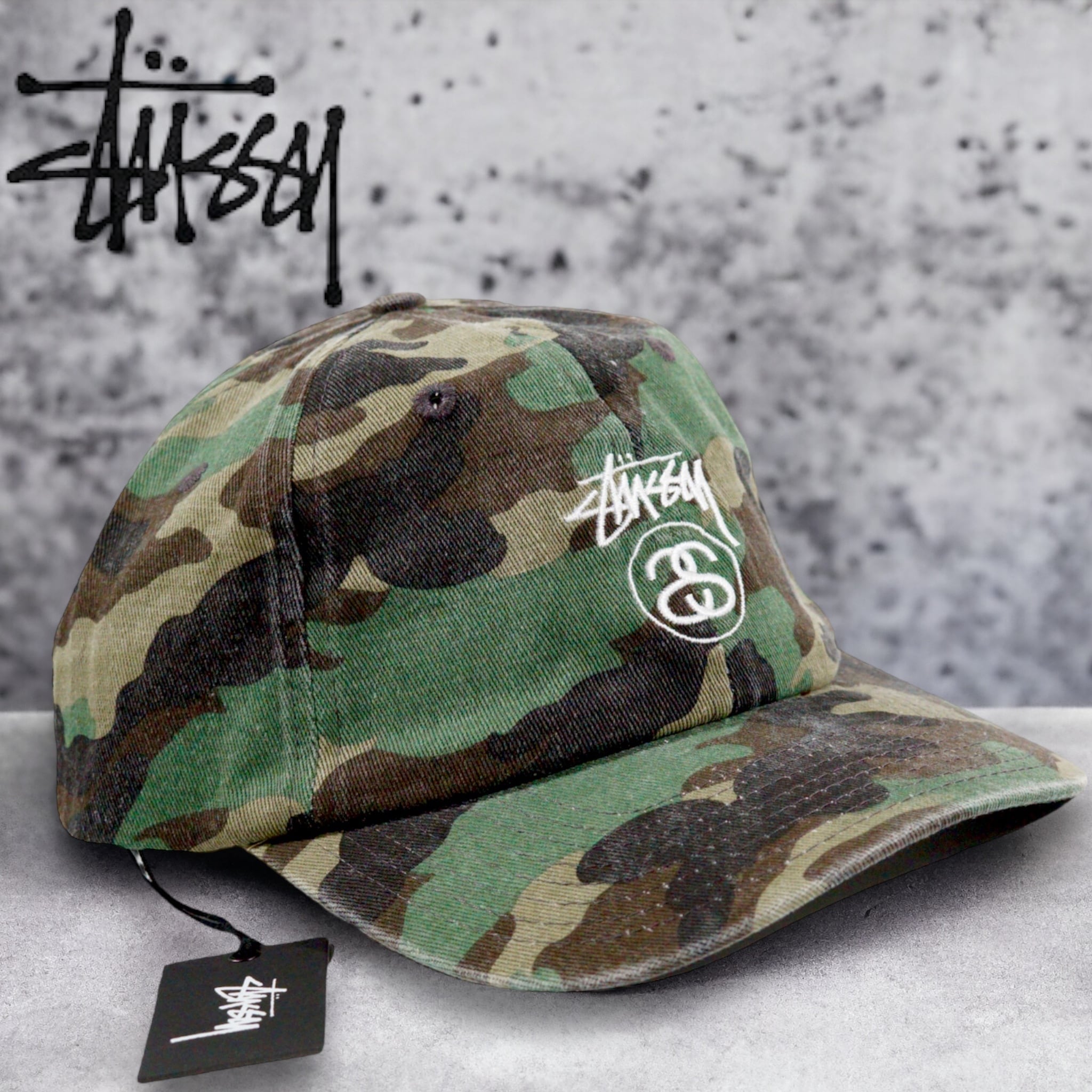 日本未発売】STUSSY SSリンクロゴ カモフラージュ カーブキャップ