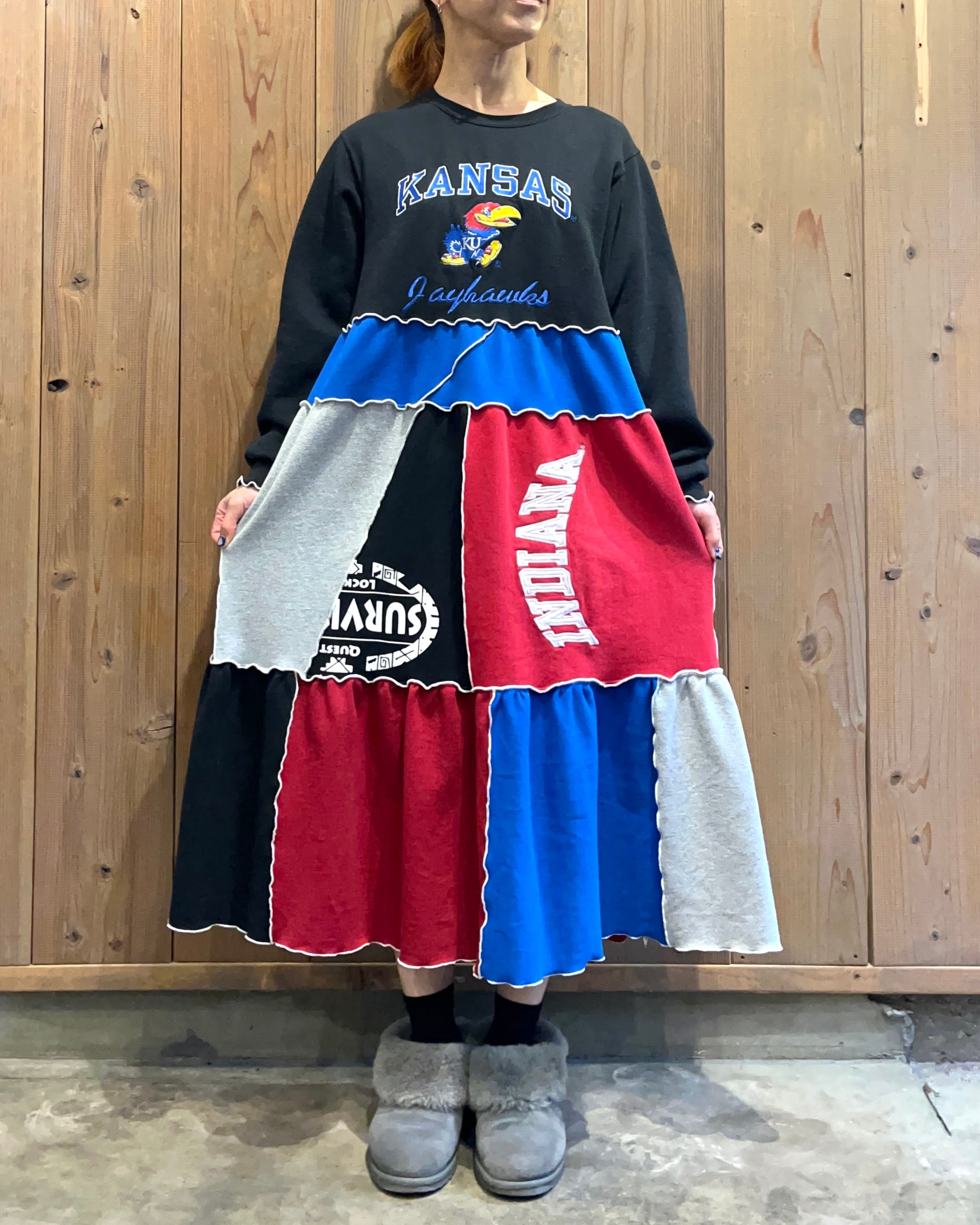 upcycled dress＂古着リメイクワンピース スウェット AW48 | uguisu