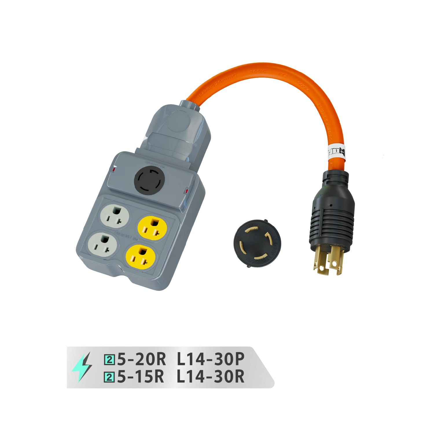 発電機用電源コード 100/200V変換アダプター [L14-30P～4口5-15R 5-20R