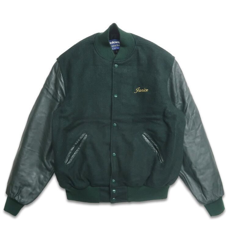古着 USA製 90年代 HOLLOWAY ホロウェイ スタジャン 刺繍 グリーン